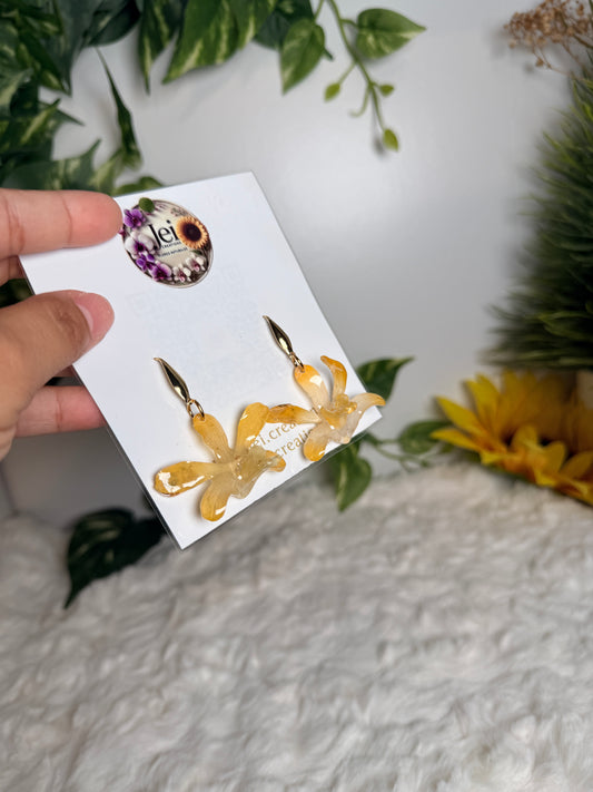 Golden Vanilla Orchid Earrings