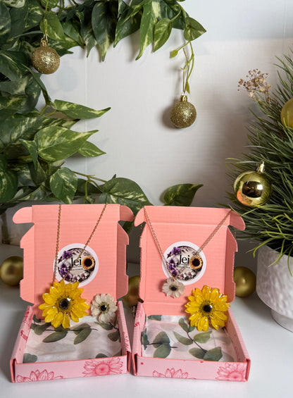 Floral Charm Duo Necklace Set