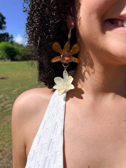 Golden Duo Orchid Earrings