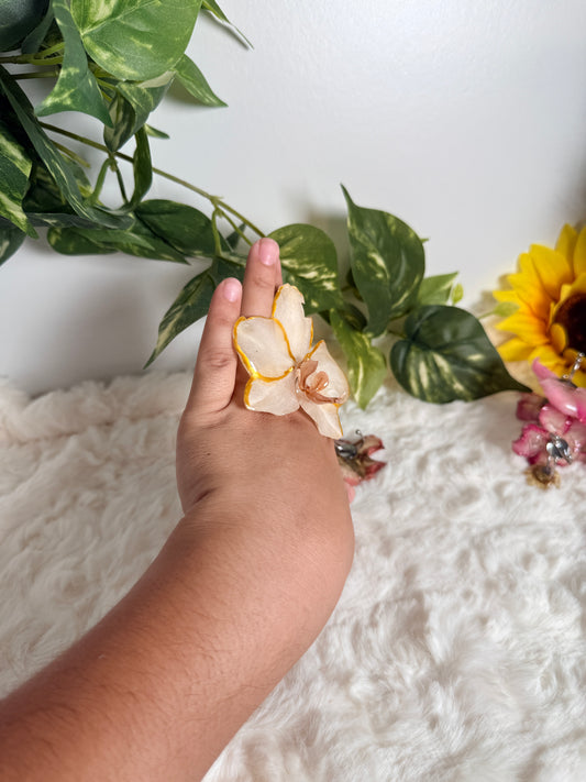 Golden Ivory Orchid Ring