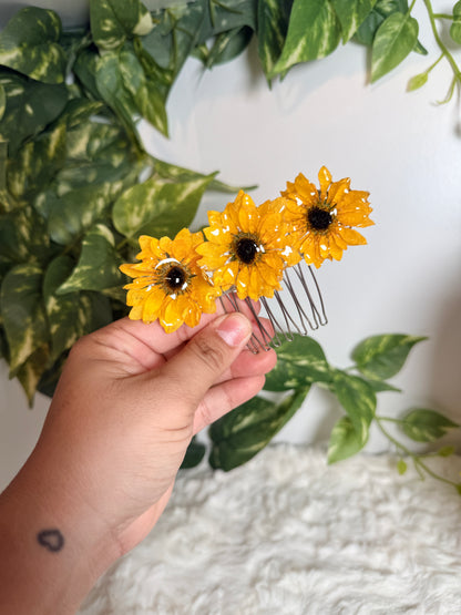 Golden Sunflower Hair Comb