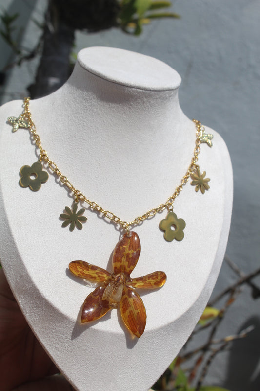 Grammatophyllum charm necklace