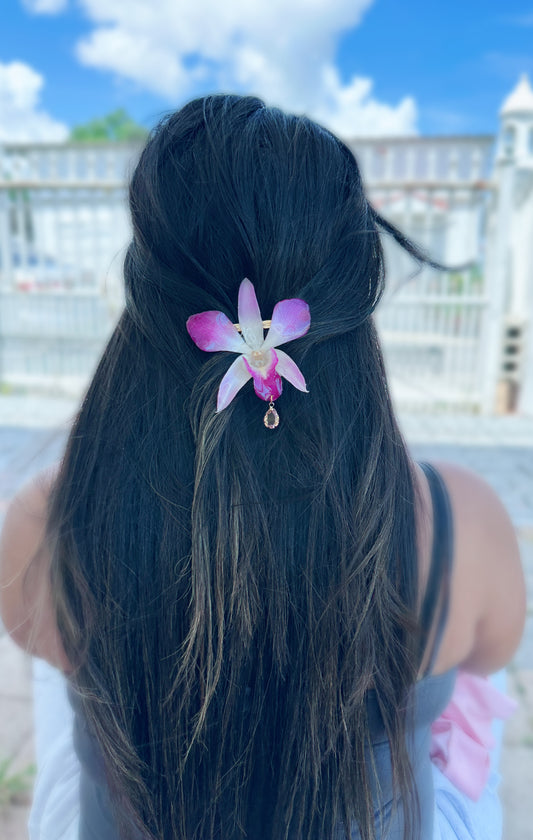 Pink Dendrobium Orchid Hair clip