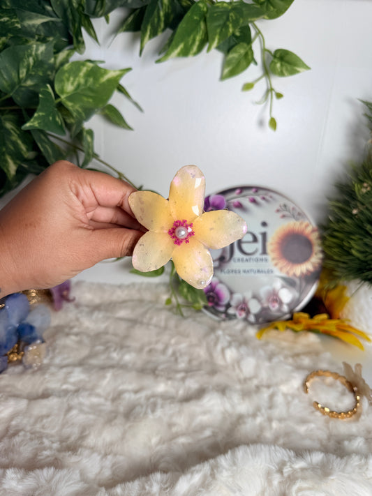 Golden Glow Plumeria Cuff Bracelet