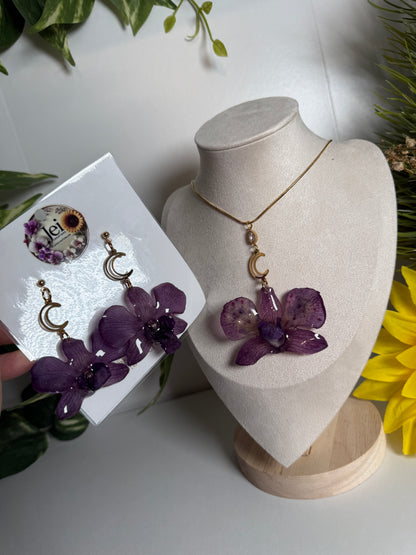 Purple Dendrobium orchid set