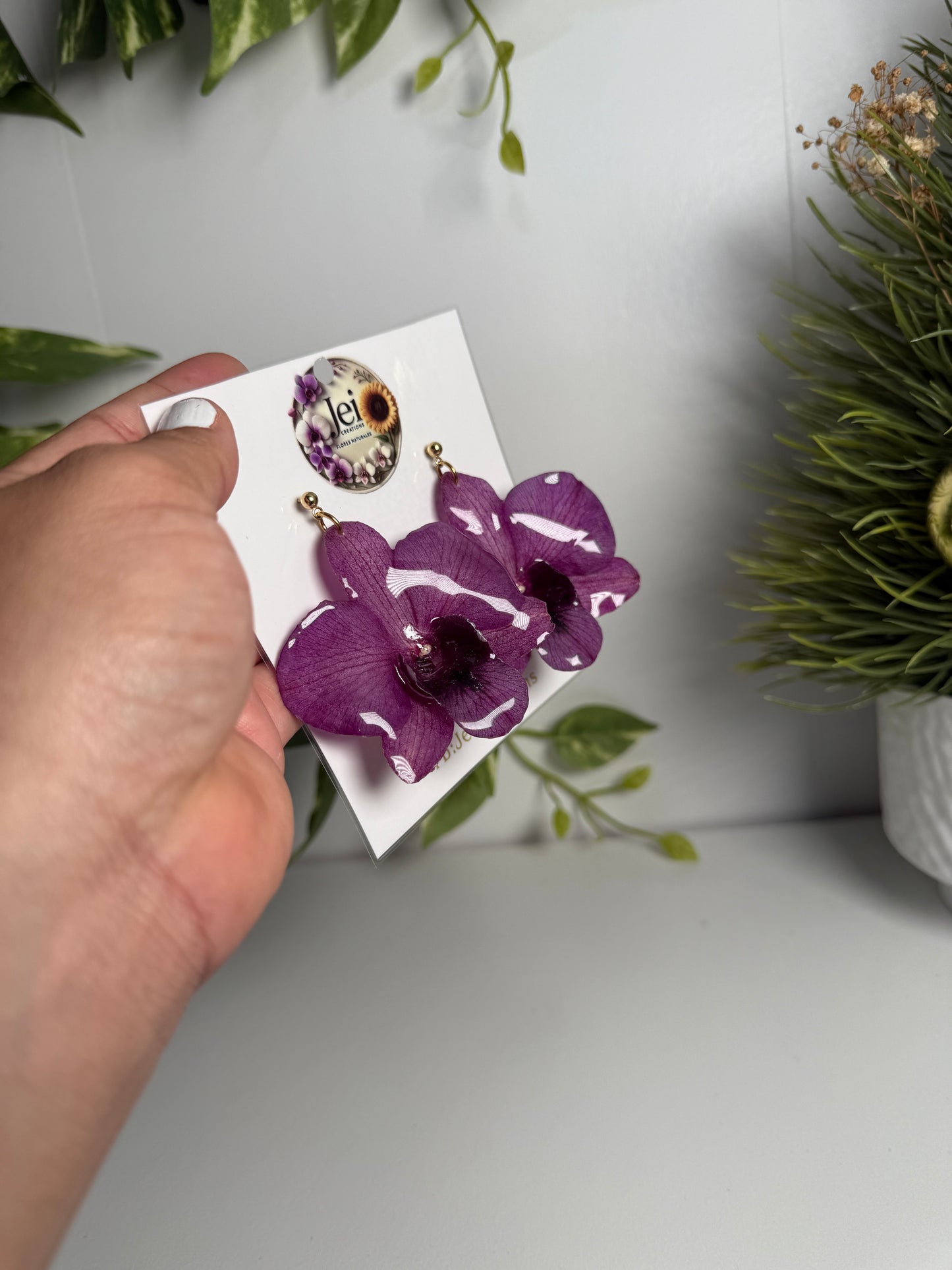 Big Dendrobium Orchid earings