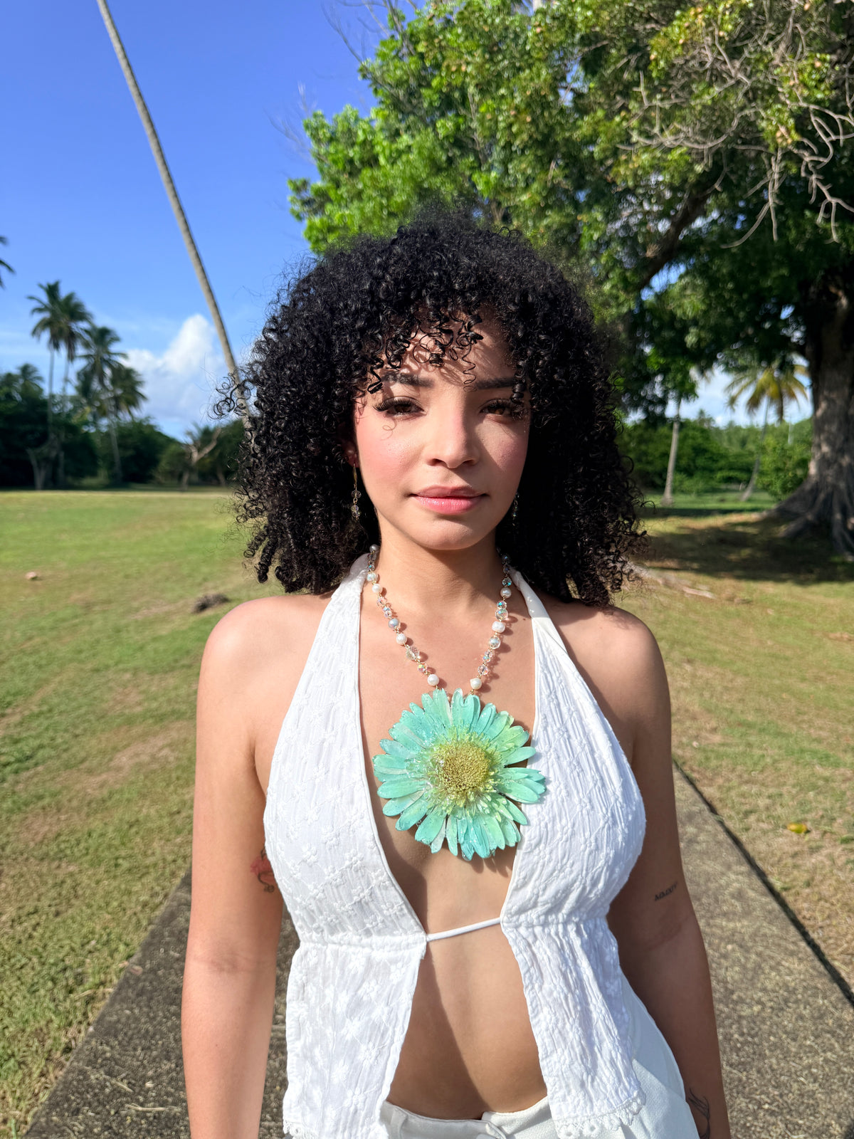 Aqua Bloom Statement Necklace