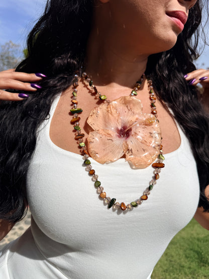 Desert Blush Hibiscus 2-in-1 Necklace & Hair Clip