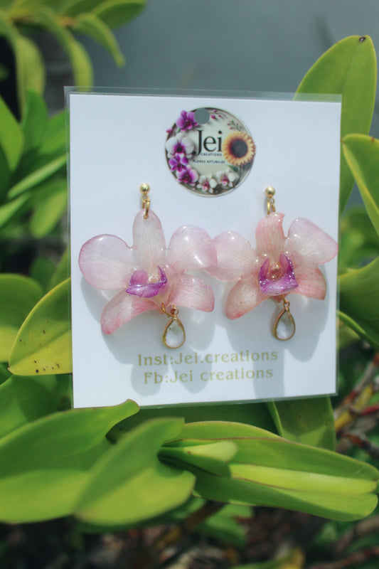 Purple baby Orchid earings