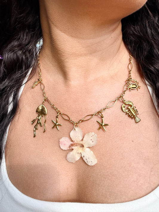 Seashell Bloom Charm Necklace