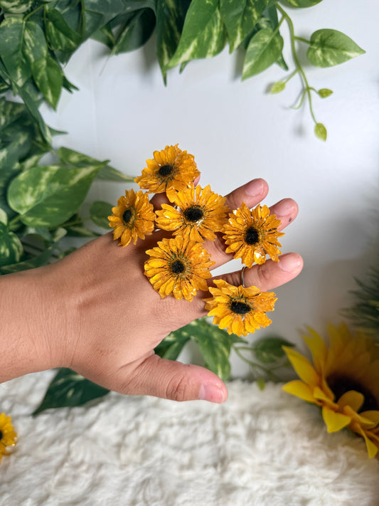 Golden Sunflower Adjustable Ring