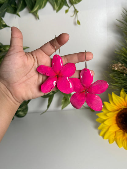 Pink plumeria earings