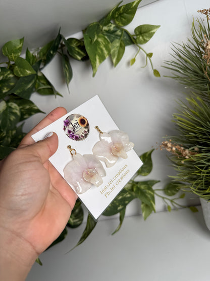 White Orchid earings