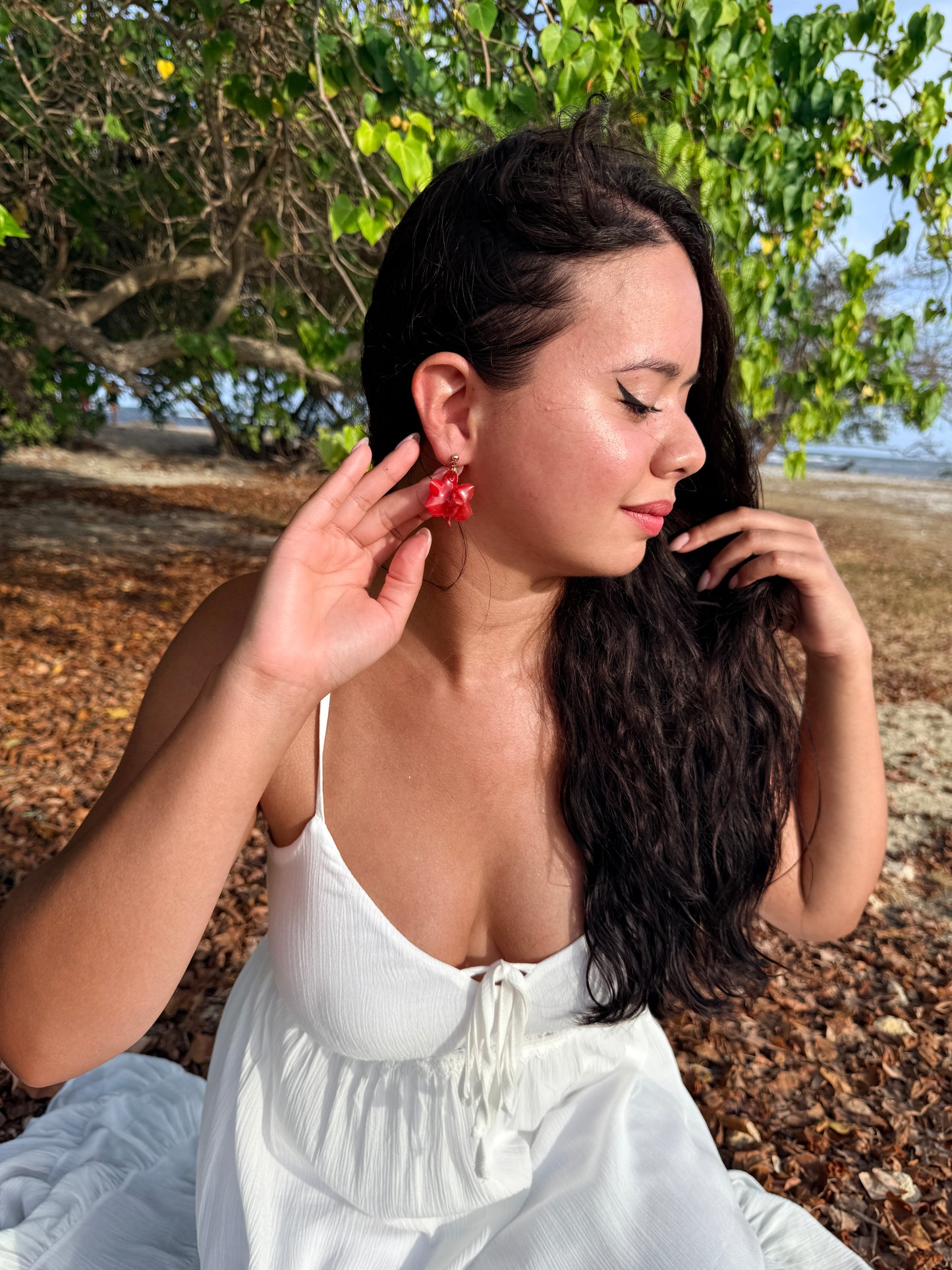 Red Mini Orchid Earrings