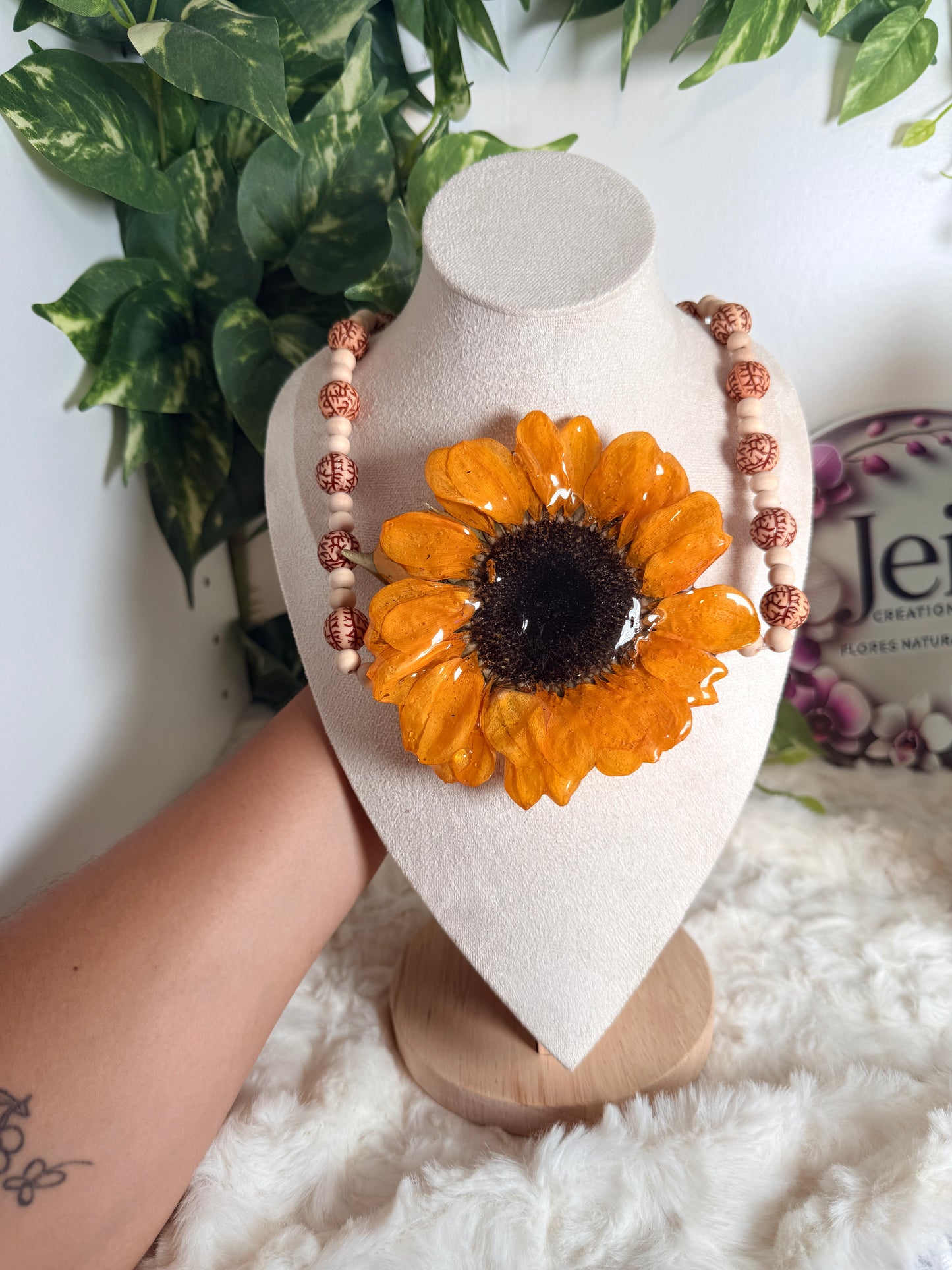 Golden Sunflower Statement Necklace