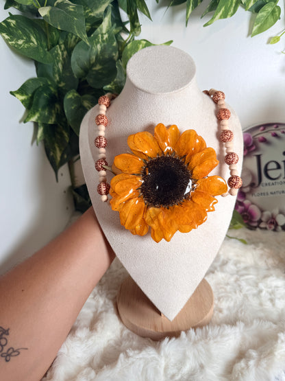 Golden Sunflower Statement Necklace