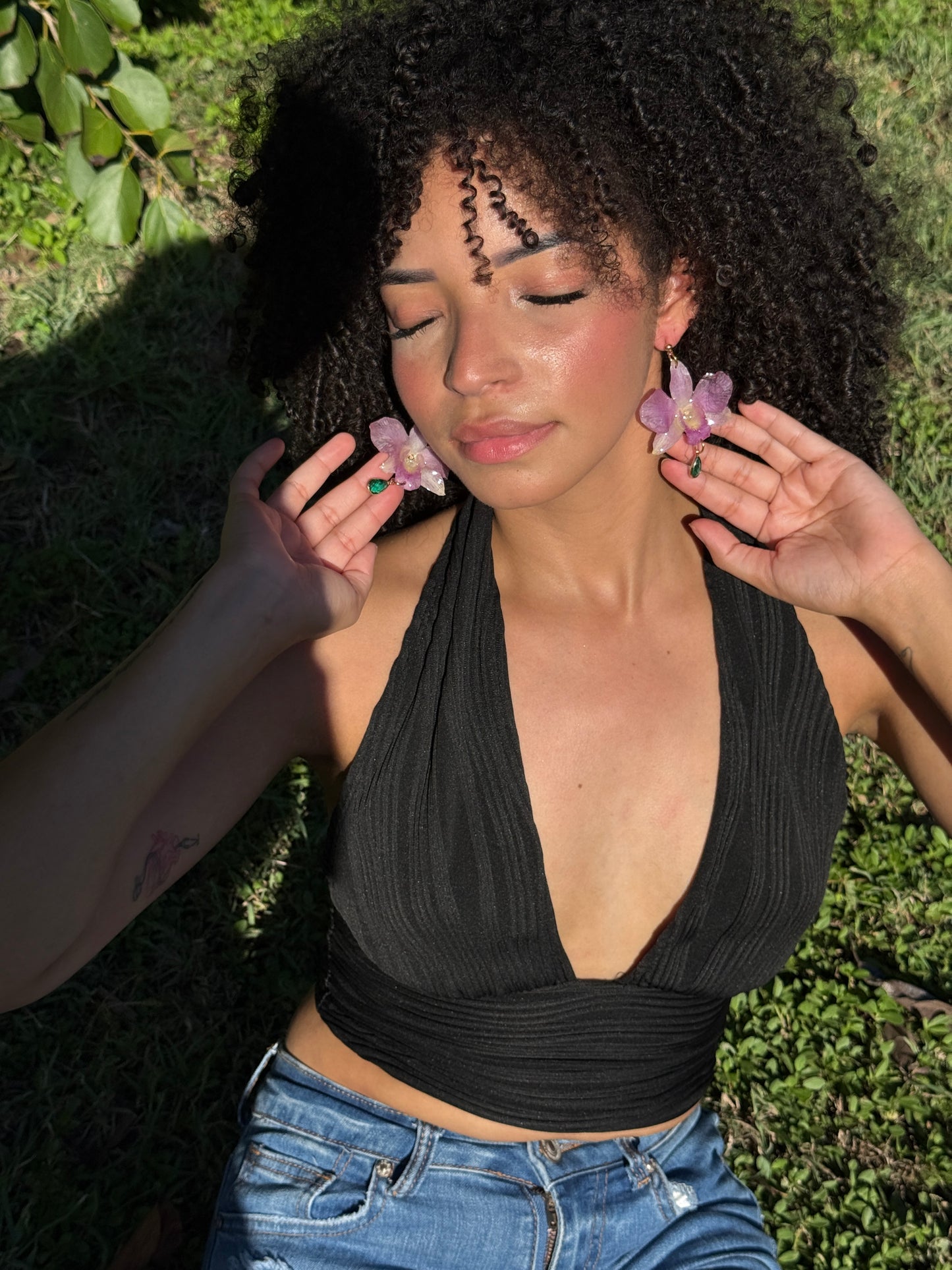 Dendrobium Orchid earings