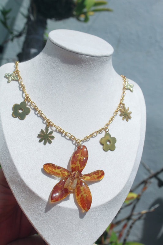 Grammatophyllum charm necklace