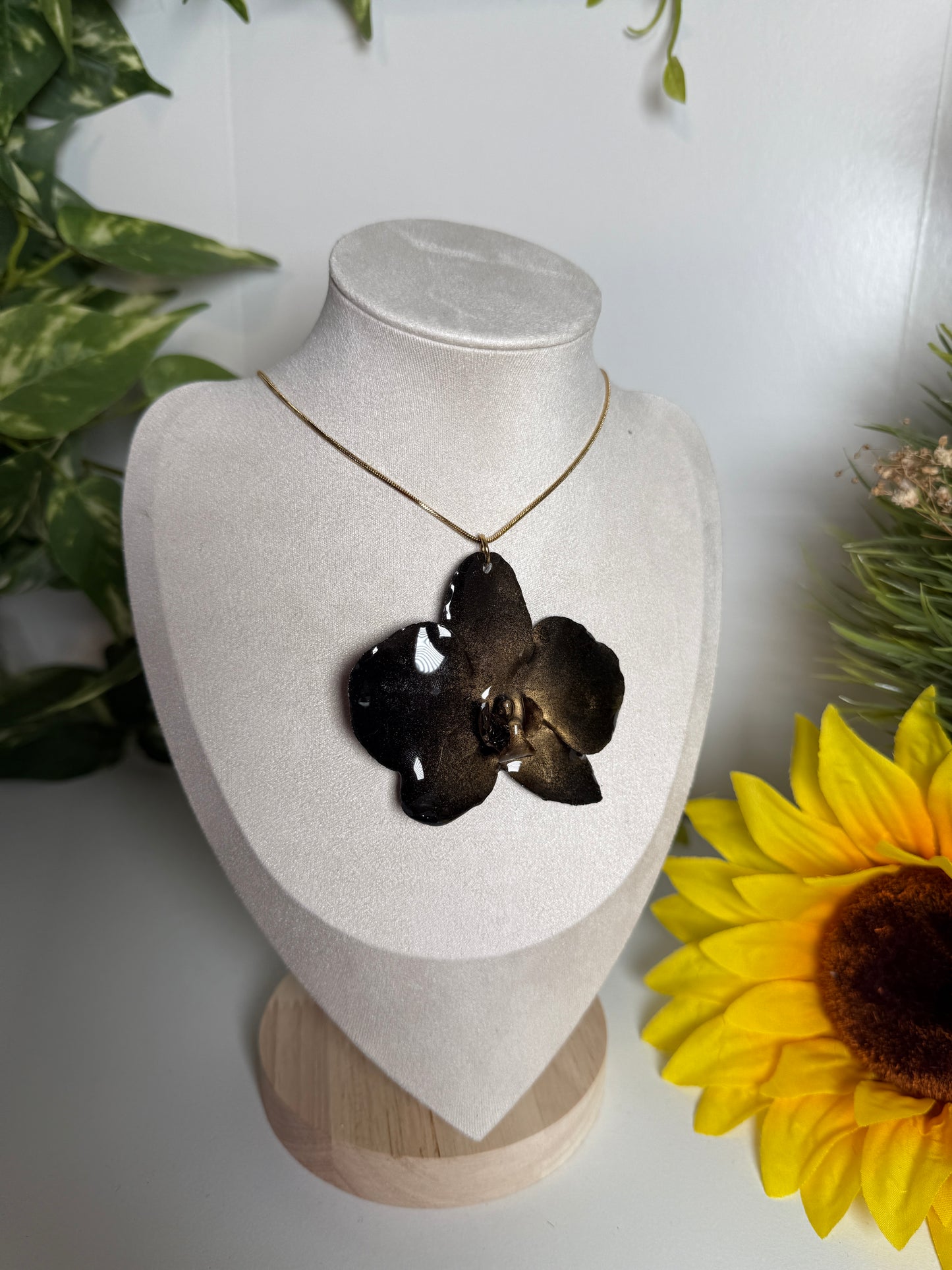 Black Phalaenopsis necklace