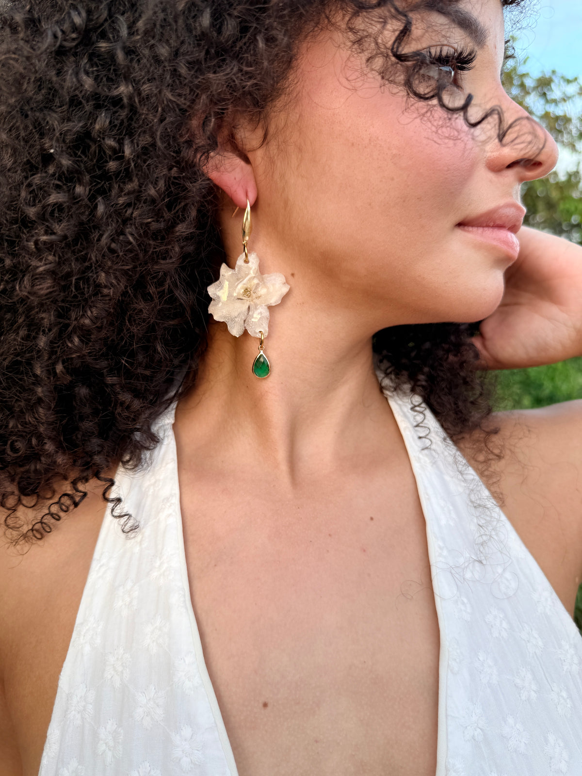 Ivory Delphinium Bloom Earrings