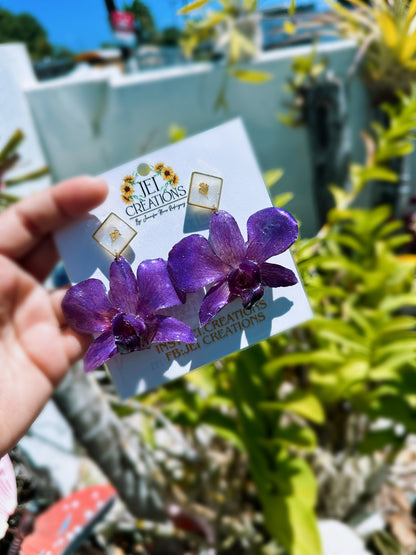 Purple Dendrobium earings