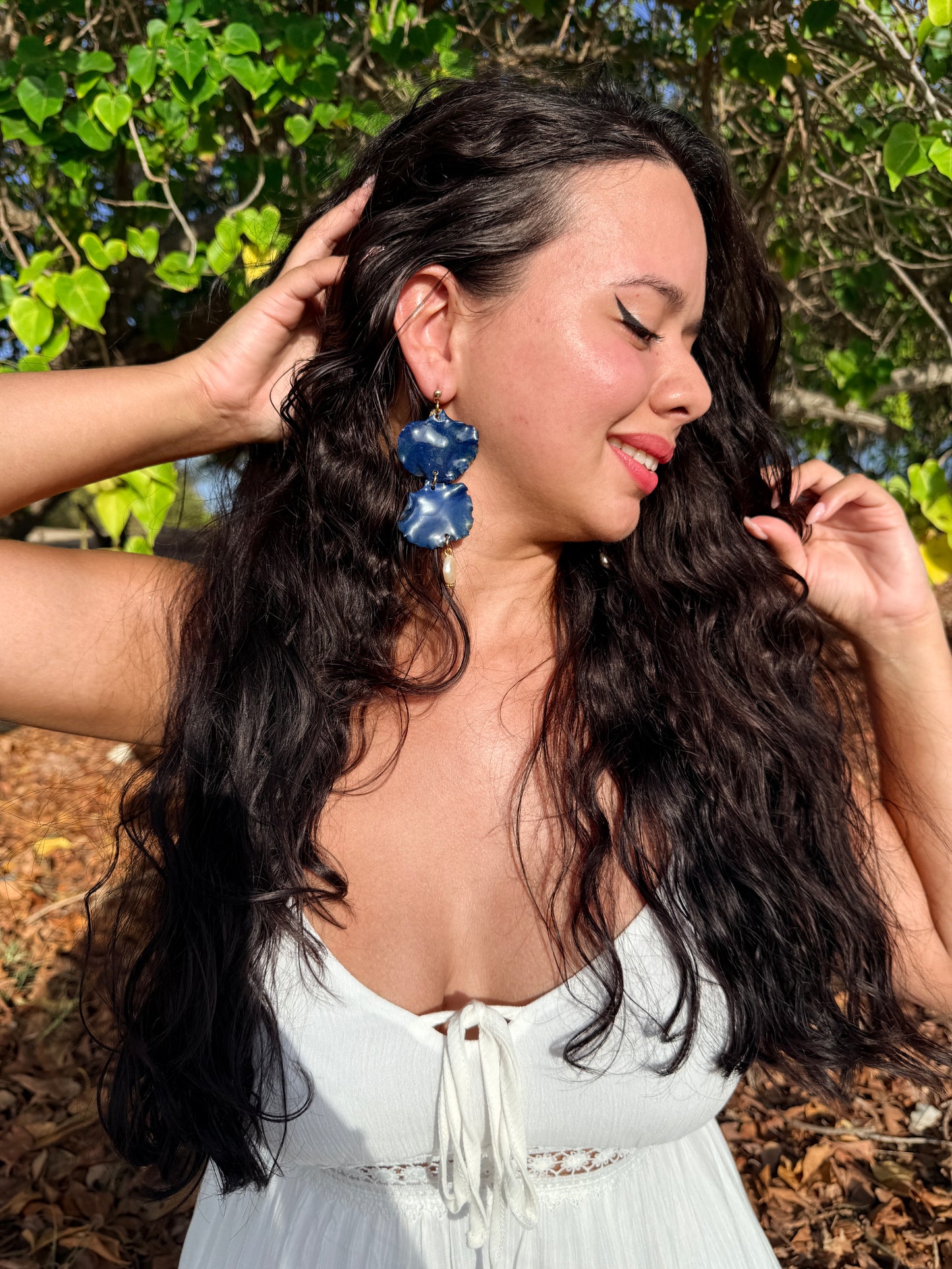 Midnight Flamboyant Petal Earrings