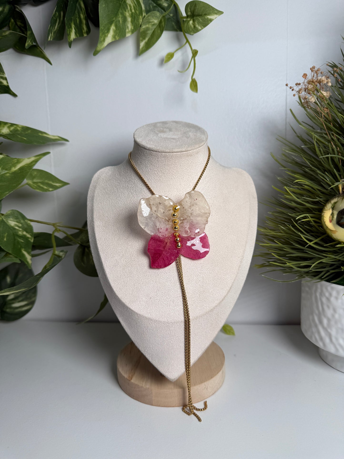 Bougainvillea Butterfly necklace