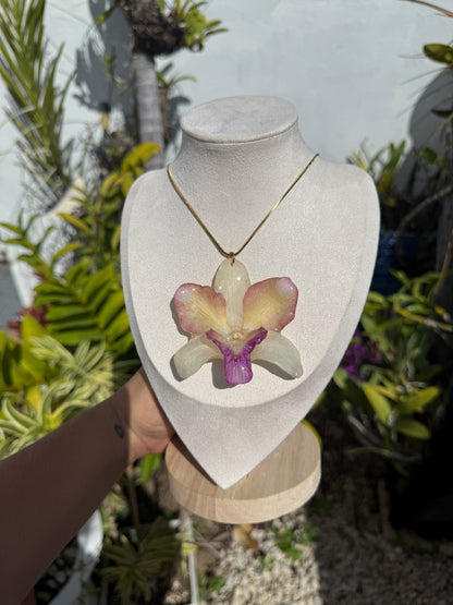 Color Dendrobium Orchid necklace