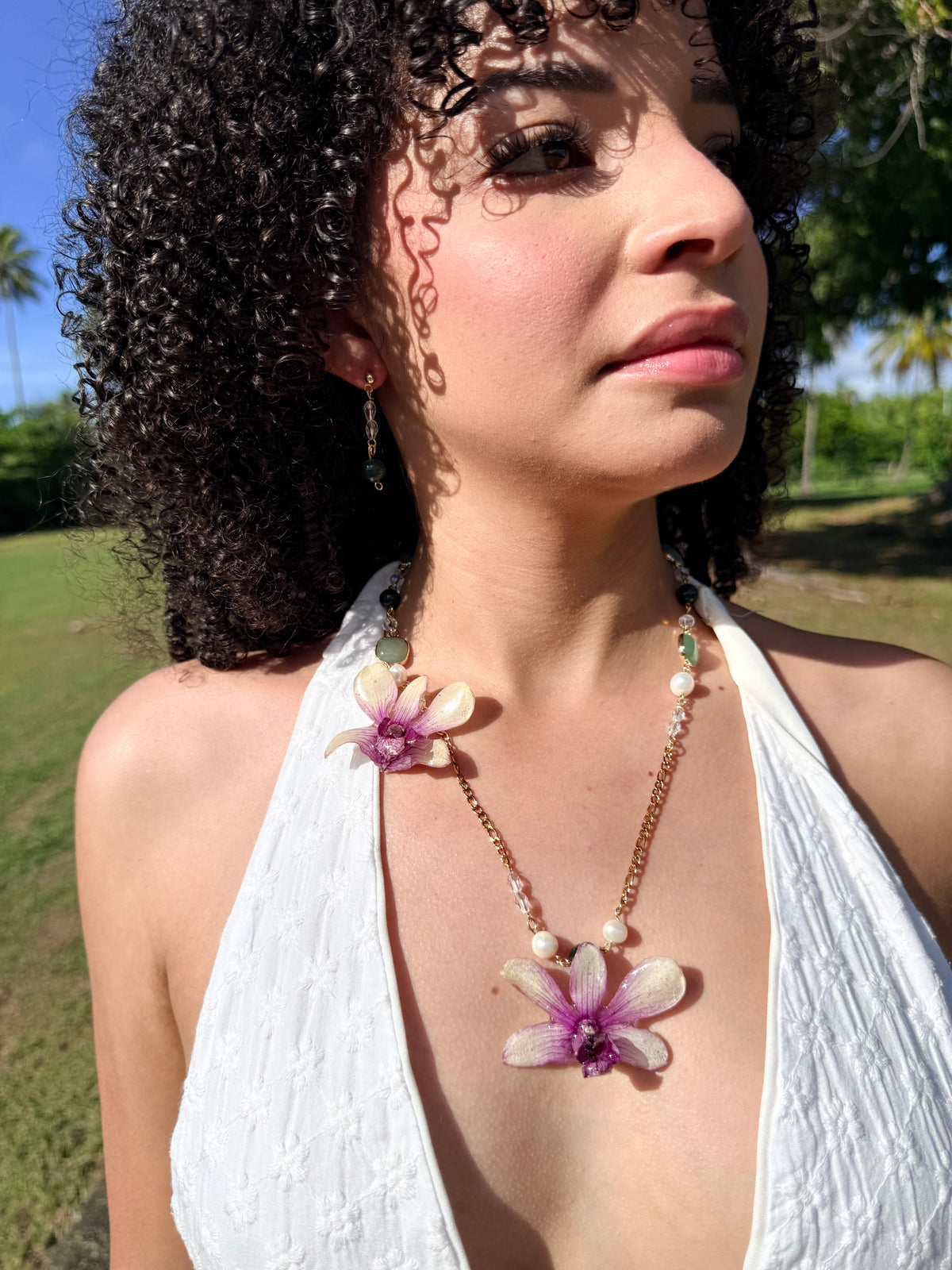 Amethyst Garden Orchid Necklace