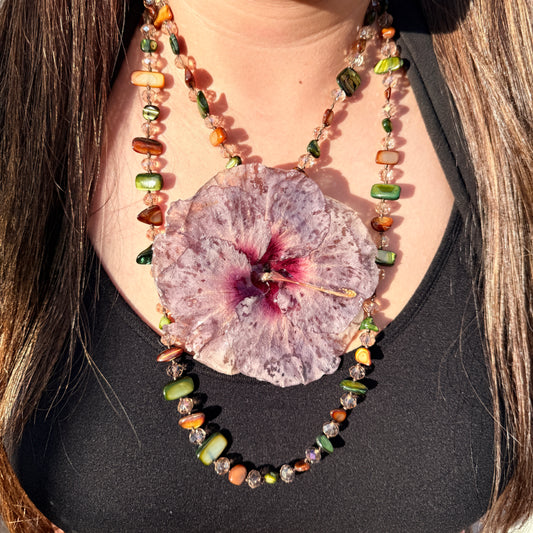 Smoky Rose Exotic Poppy 2-in-1 Necklace/hairclip