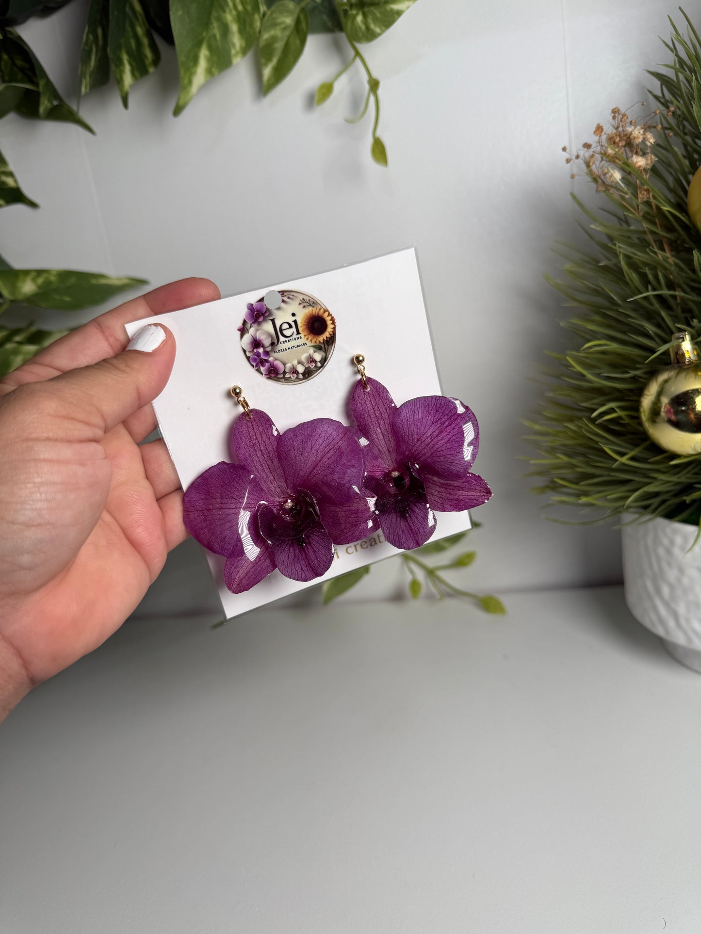 Big Dendrobium Orchid earings
