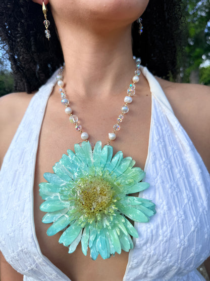 Aqua Bloom Statement Necklace
