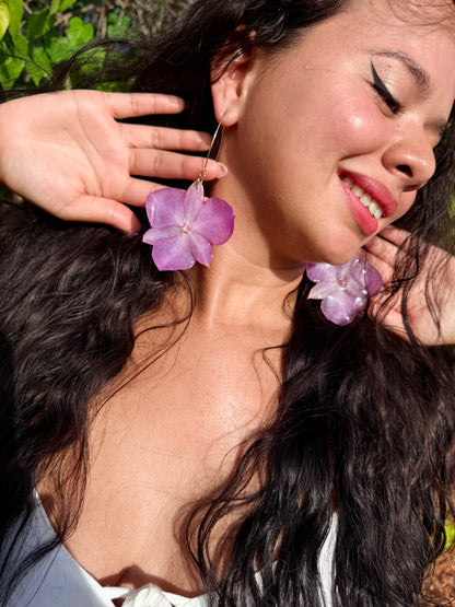 Lavender orchid Hoop Earrings
