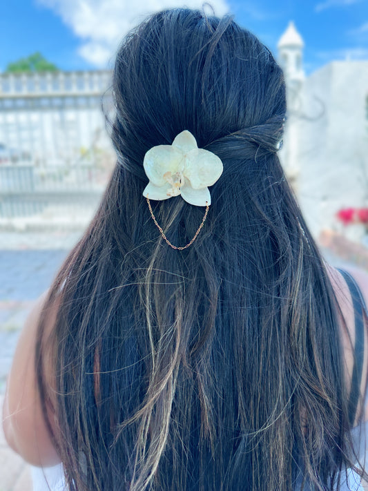 White Phalaenopsis Orchid Hair clip