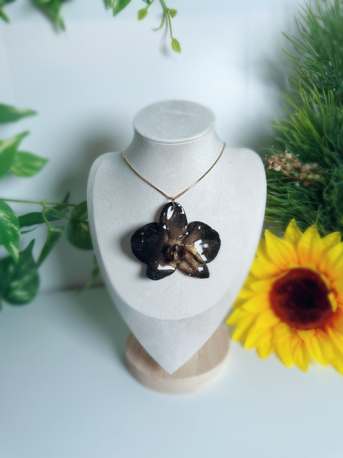 Black Phalaenopsis necklace
