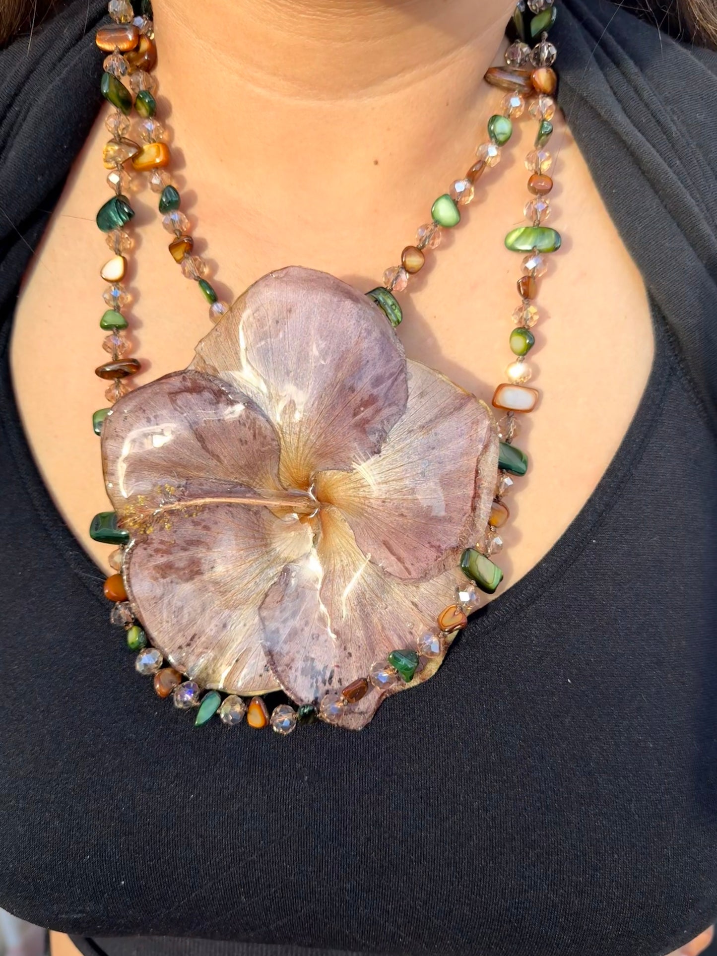 Earth Tone Poppy 2 in 1 Necklace/hairclip