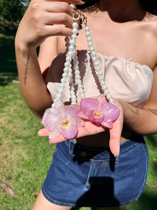 Pinky Orchid pearl necklace Choker