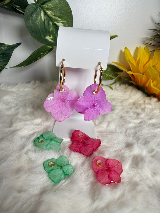Hydrangea Charm Hoop Earrings