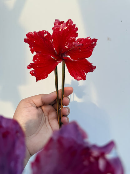 Red Exotic Poppy Hair Fork