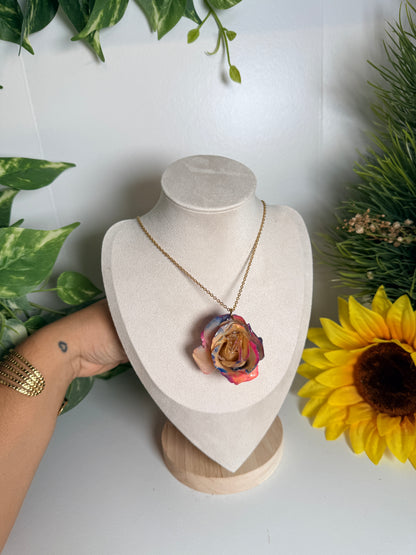 Colorful Rose Bloom Necklace