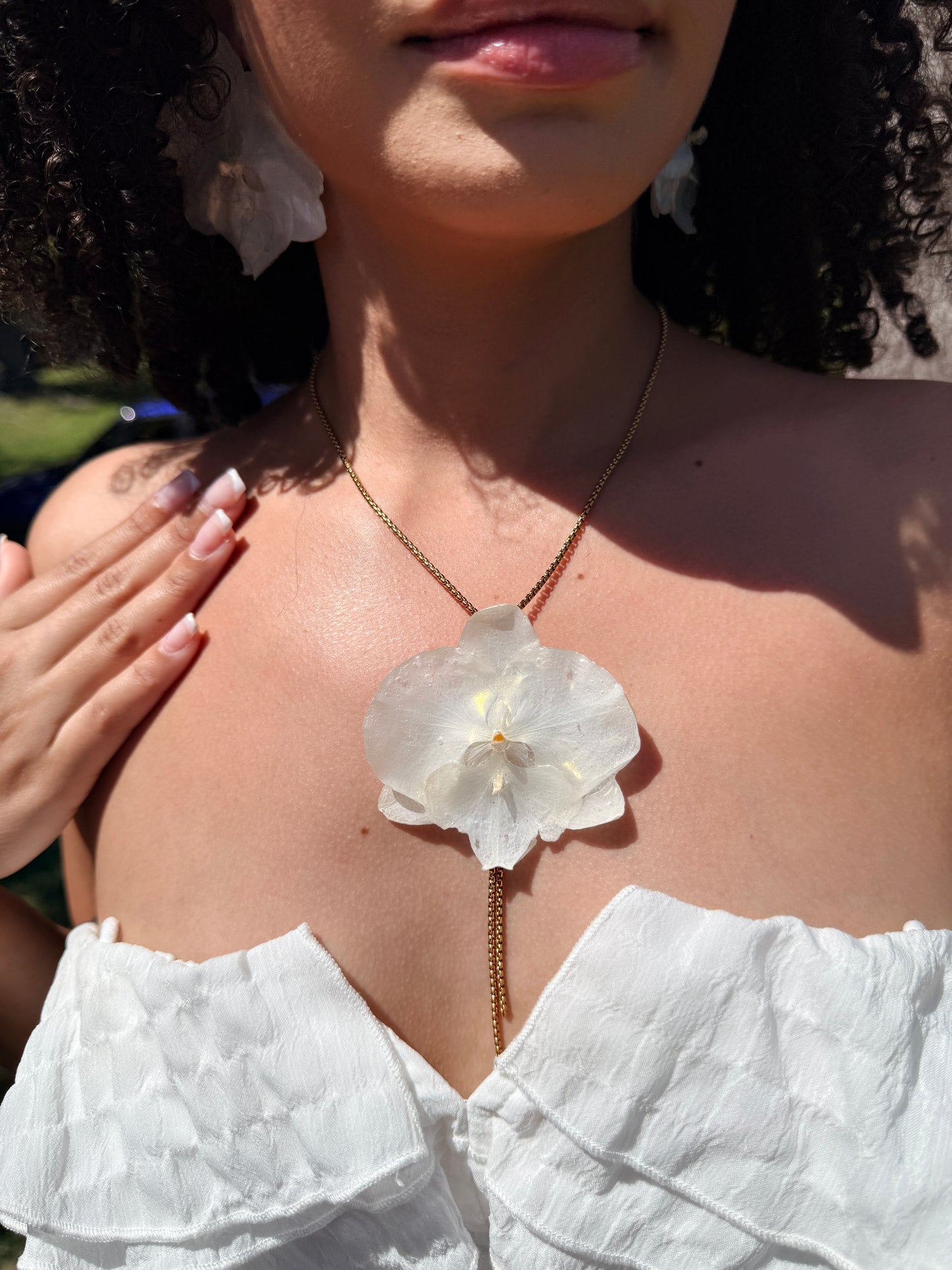 Phalaenopsis Orchid lariat necklace