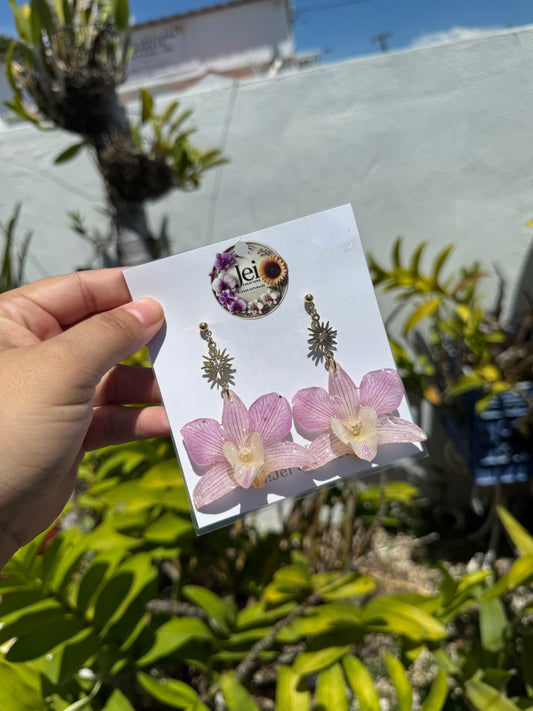 Dendrobium line Orchid earings