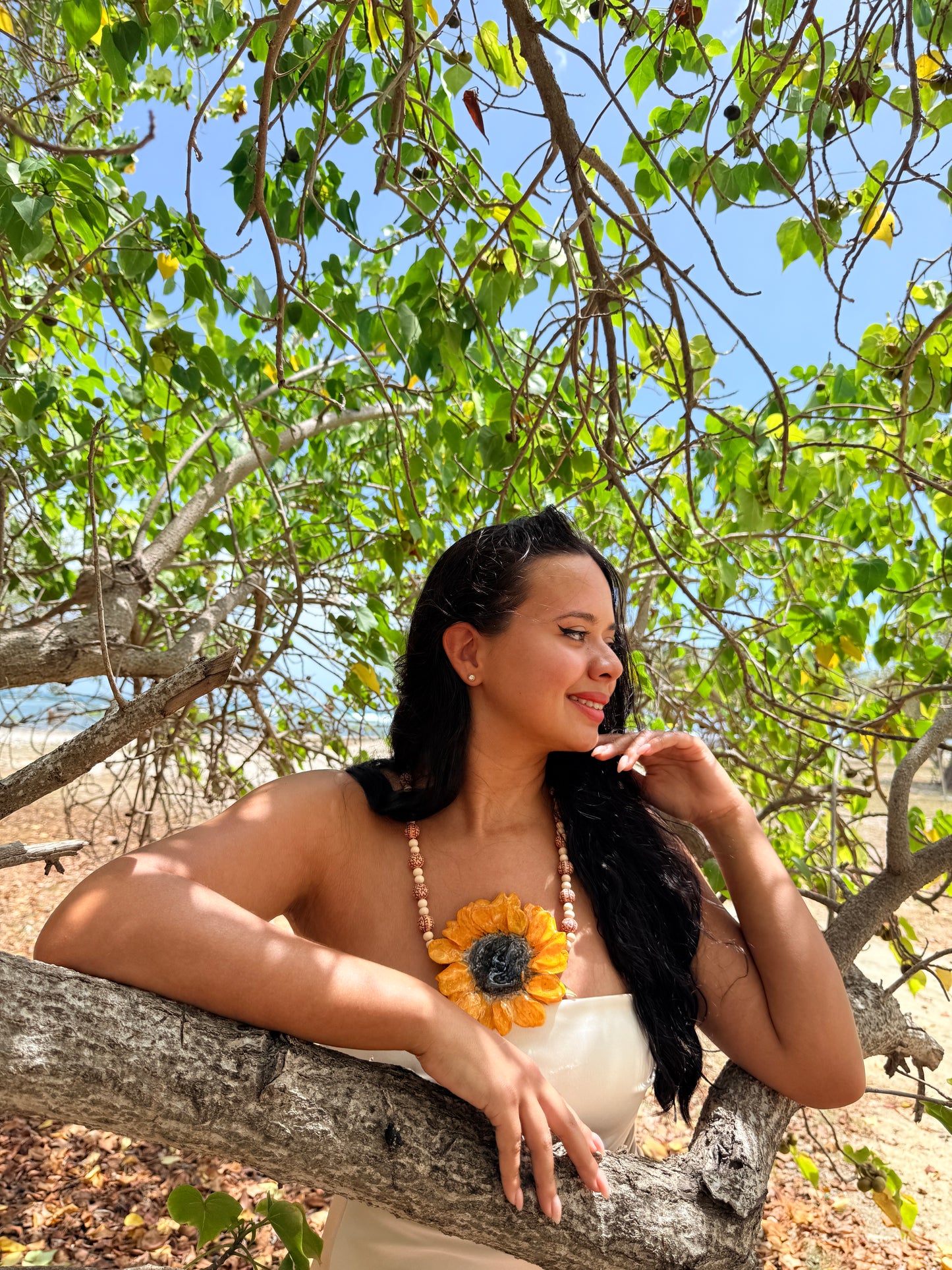 Golden Sunflower Statement Necklace