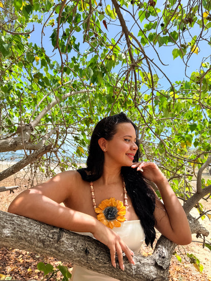 Golden Sunflower Statement Necklace