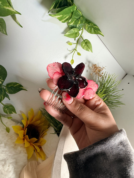 Midnight Bloom Orchid Hair Comb