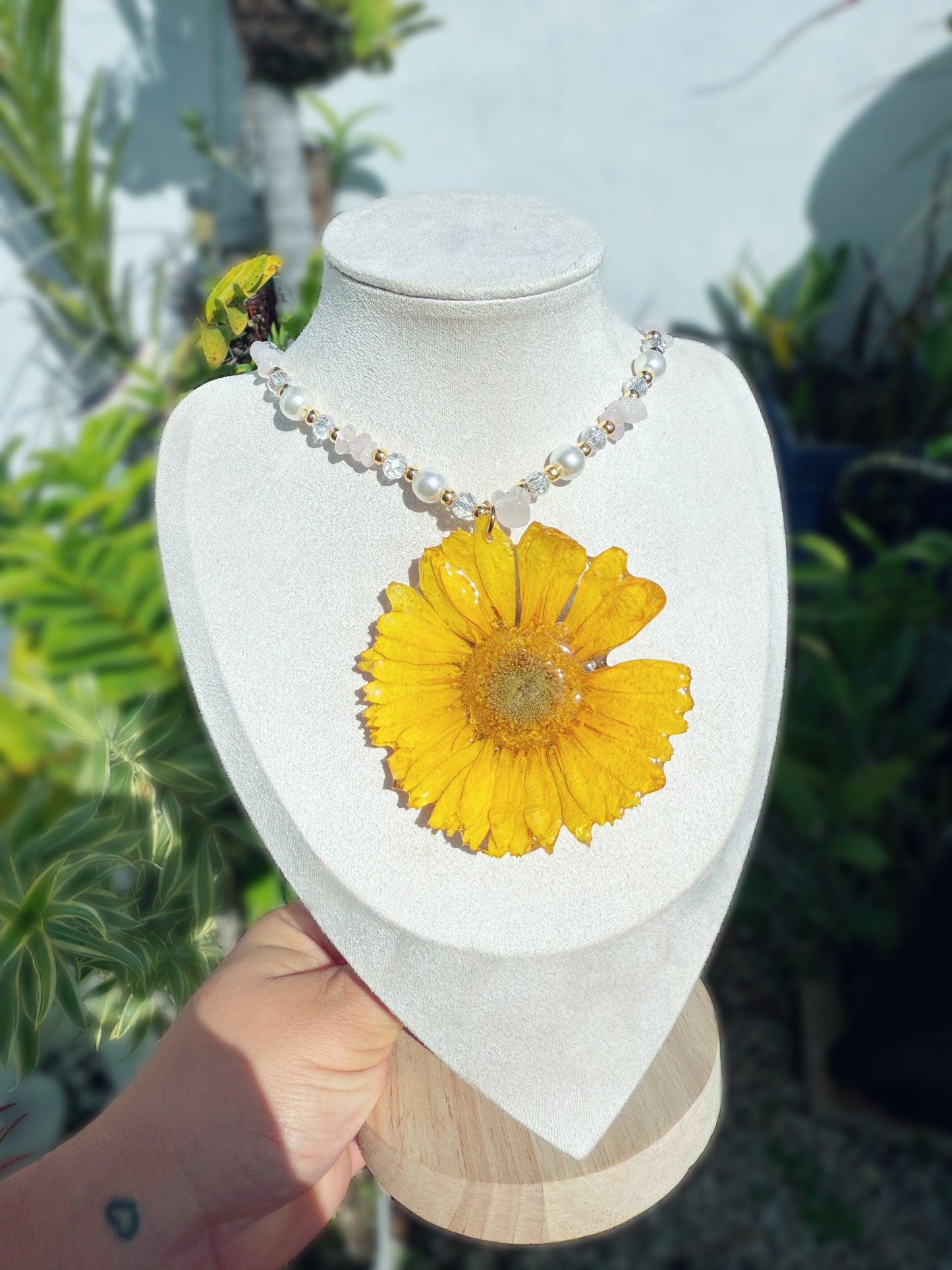 Yellow gerbera Fairy necklace
