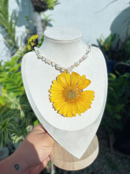 Yellow gerbera Fairy necklace