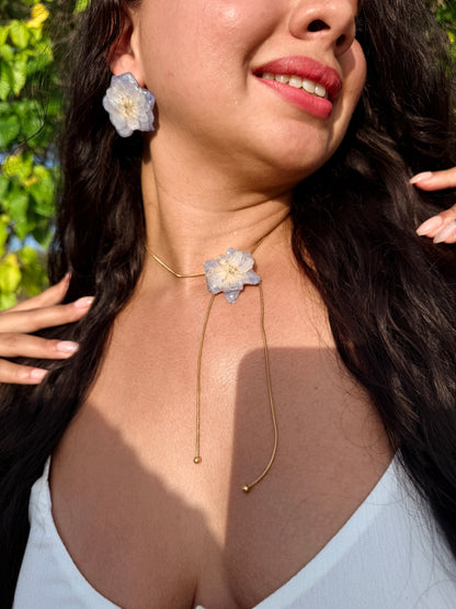 Blue Delphinium Lariat Necklace