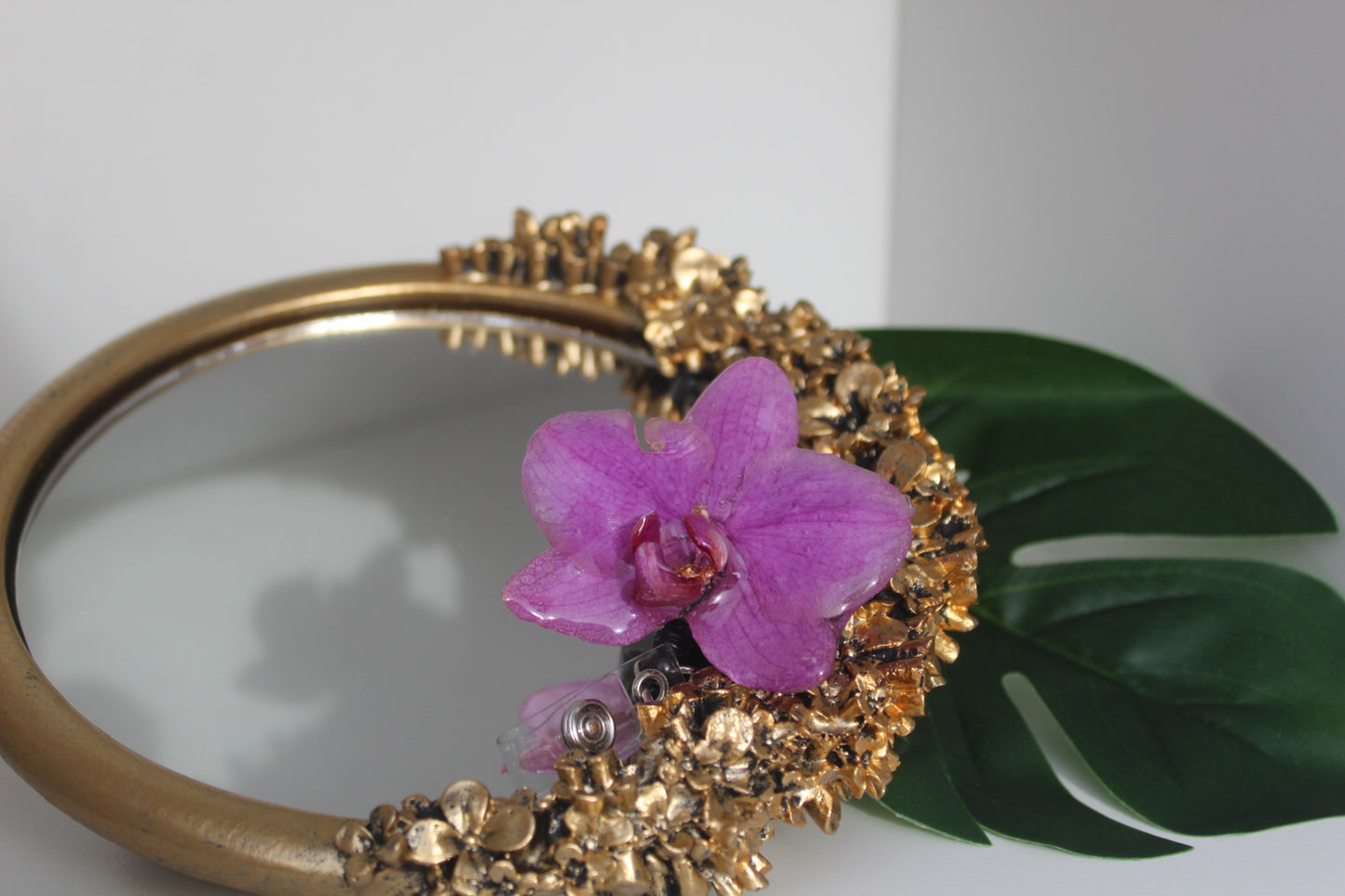 Orchid/flowers badge clip