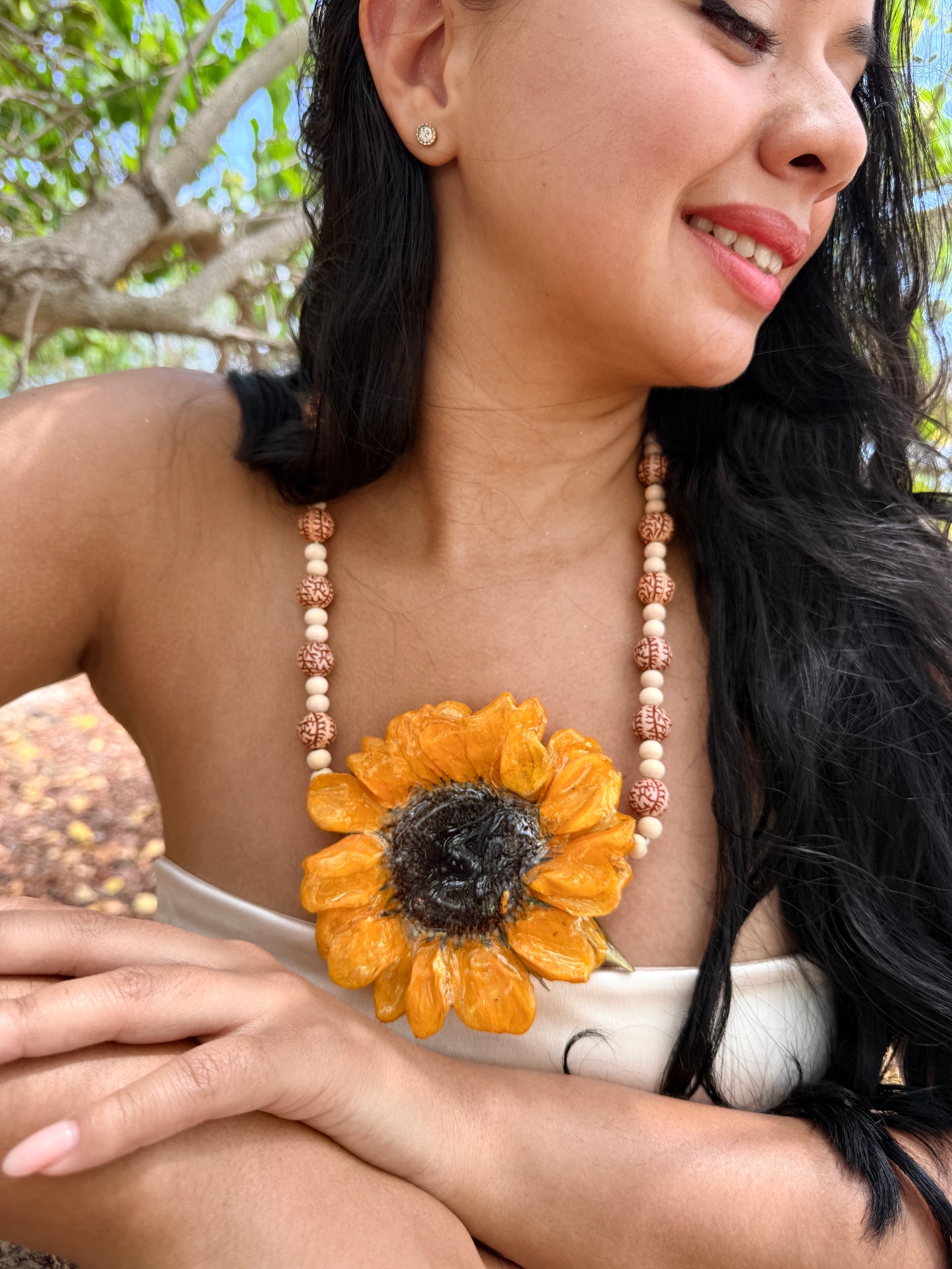 Golden Sunflower Statement Necklace